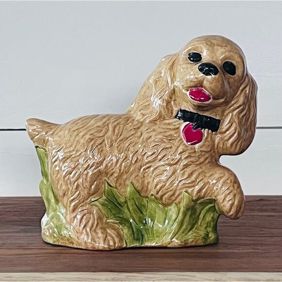 Cocker Spaniel Puppy Dog Figurine Ceramic Hand-painted by MAB 1981 - Picture 1 of 11